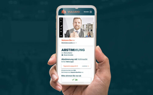Handy Screenshot Vulcavo Oberfläche - digitale Eigentümerversammlung
